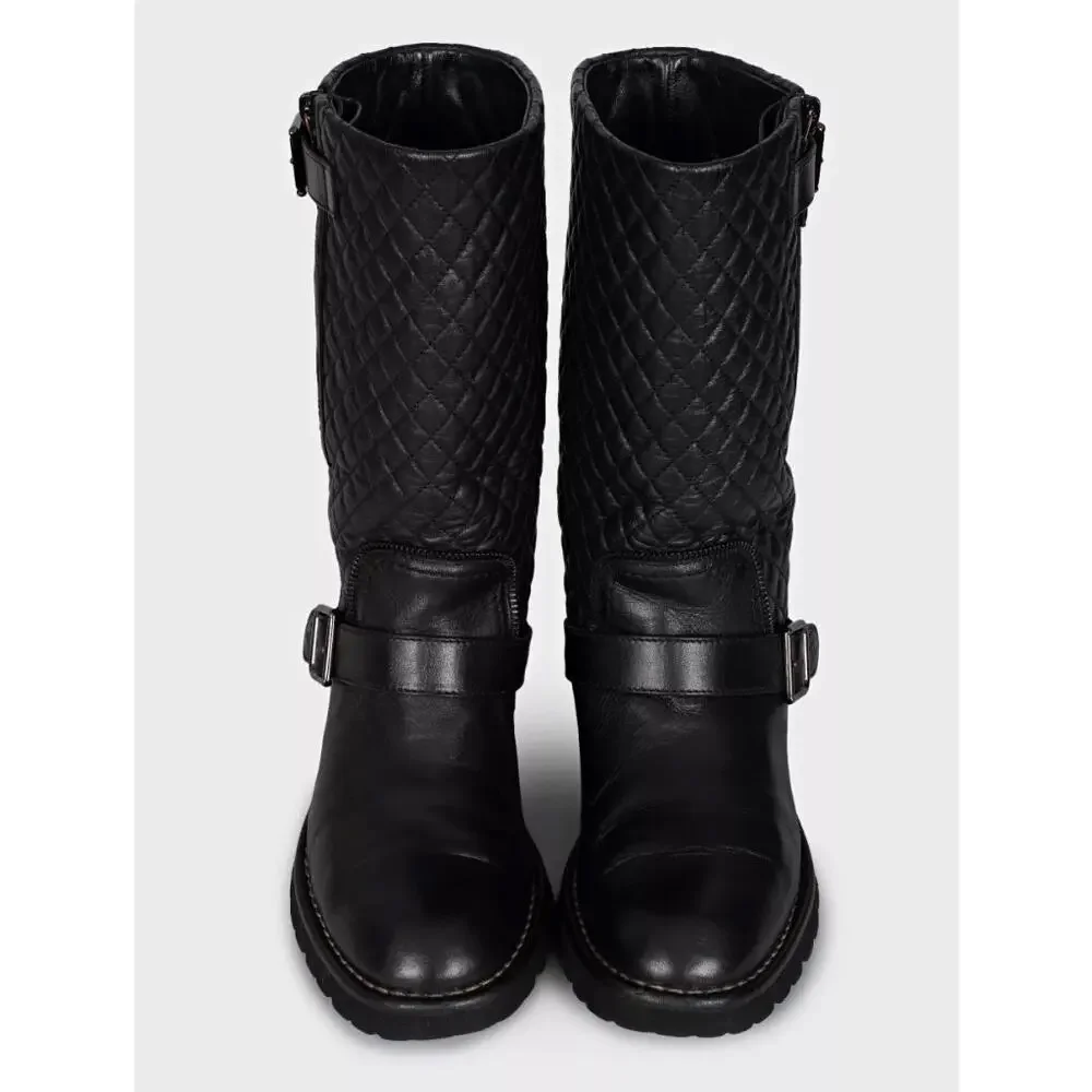 Chanel Black Quilted Leather Over-The-Knee Boots Sz.39,5